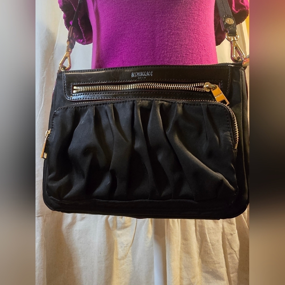 MZ Wallace Black Shoulder Bag with Gold Accents